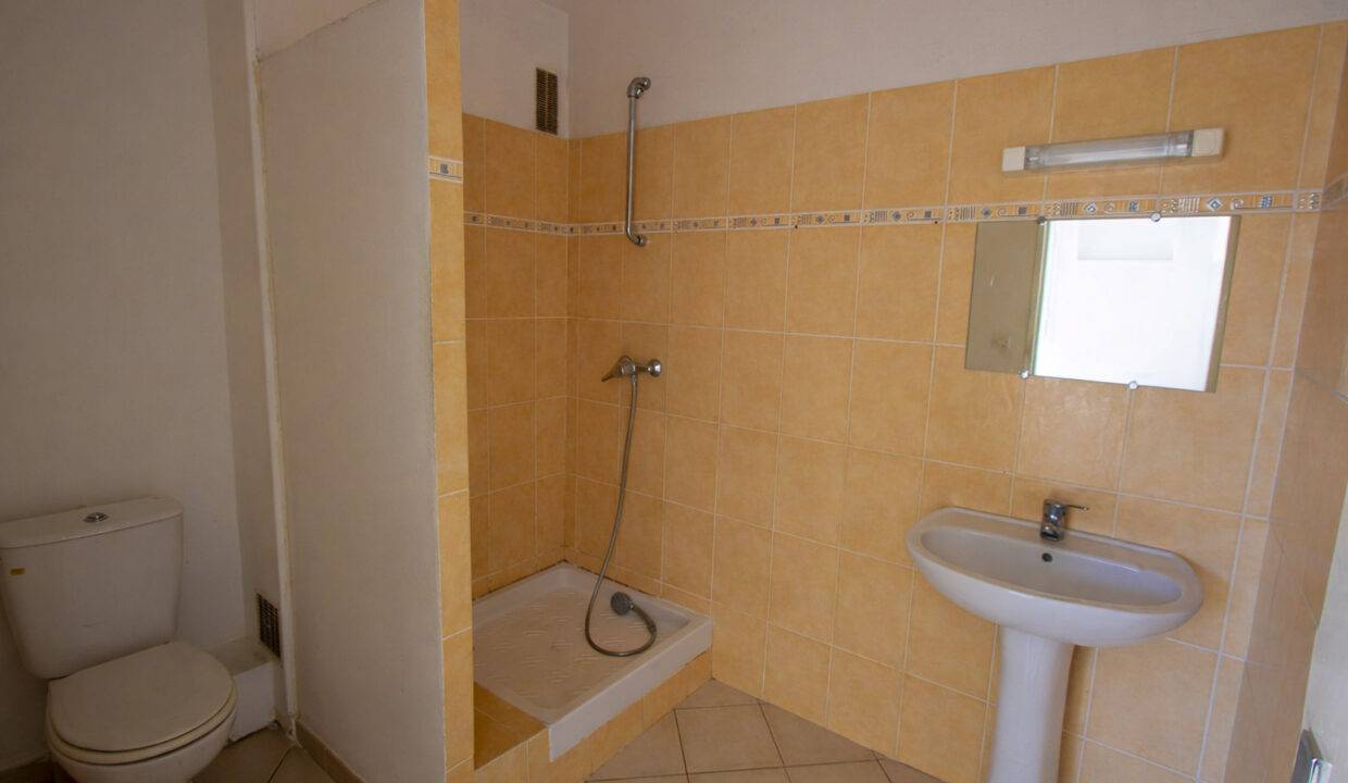 Salle de bains lumineuse et carrelée